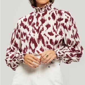 High Neck Pattern Blouse